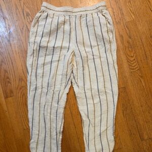 Madewell Cream and Blue Striped Joggers